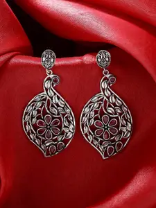 kashwini Silver-Toned Contemporary Drop Earrings
