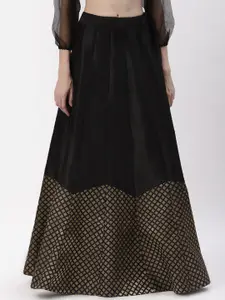 studio rasa Women Black Self Design Maxi Length Flared Skirt