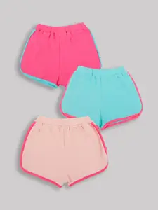 Nino Bambino Pack of 3 Girls Blue Organic Cotton Casual Shorts