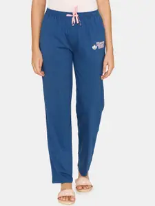 Zivame Women Blue Printed Cotton Lounge Pants