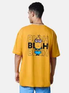 The Souled Store Men Yellow Minions Blah Blah Blah Back Print Oversized T-Shirt