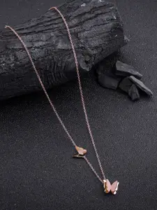 Brandsoon One Gram Rose Gold Brass Butterfly Necklace