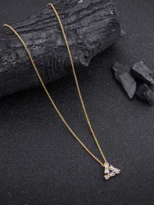 Brandsoon Gold-Toned & White Brass Feather Necklace