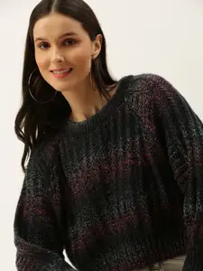 FOREVER 21 Women Multicoloured Cable Knit Pullover