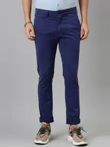 Breakbounce Men Navy Blue Skinny Fit Low-Rise Trousers