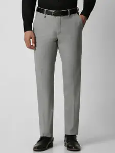 Van Heusen Men Grey Textured Slim Fit Trousers