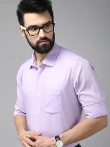 Van Heusen Men Lavender Solid Custom Fit Pure Cotton Formal Shirt
