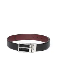 Tommy Hilfiger Men Black Textured Reversible Leather Formal Belt