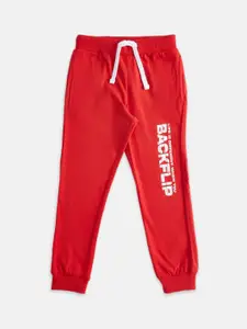 Pantaloons Junior Boys Red Solid Cotton Joggers