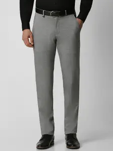 Van Heusen Men Grey Melange Slim Fit Trousers