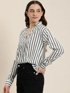 encore by INVICTUS Striped V -Neck Casual Shirt