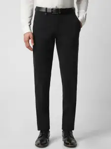 Van Heusen Men Black Solid Ultra Slim Fit Wrinkle Free Formal Trousers