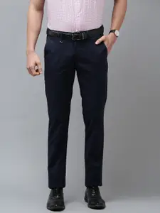 Van Heusen Men Blue Checked Slim Fit Trousers