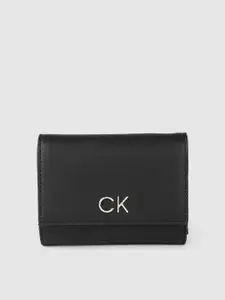 Calvin Klein Jeans Women Black Solid Three Fold Wallet