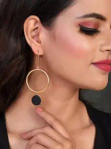 Silvermerc Designs Gold-Toned Circular Gold-Plated Drop Earrings