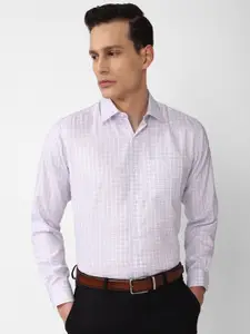 Van Heusen Men Purple Grid Tattersall Checks Casual Shirt