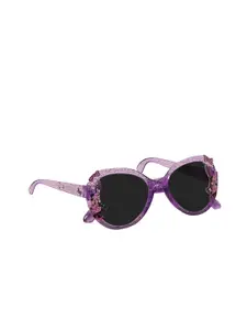 Disney Girls Black Lens & Purple Round Sunglasses with Polarised and UV Protected Lens