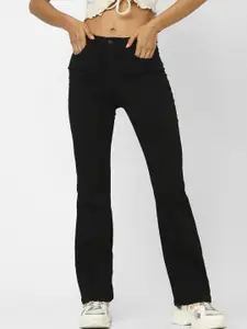 ONLY Women Black Bootcut High-Rise Jeans