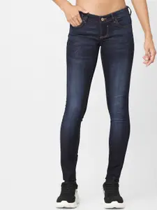 ONLY Women Blue Skinny Fit Low-Rise Light Fade Jeans