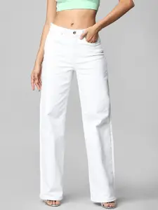 ONLY Women White Solid Flared Jeans