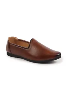 FAUSTO Men Tan Textured PU Mojaris