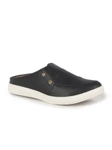 FAUSTO Men Slip-On Regular Round Toe Casual Black PU Clogs