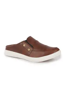 FAUSTO Men Brown Printed PU Slip-On Shoes