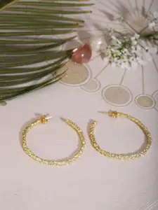 Berserk Gold-Toned Classic Half Hoop  Gold-Plated Earrings