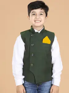 Aj DEZInES Boys Green Solid Nehru Jacket