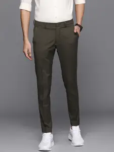 Louis Philippe Ath.Work Louis Philippe Ath Work Men Olive Green Checked Slim Fit Regular Trousers