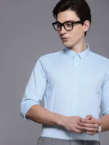 Louis Philippe Ath.Work Louis Philippe Ath Work Men Blue Printed Slim Fit Semiformal Shirt