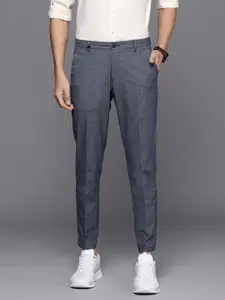 Louis Philippe Ath.Work Louis Philippe Ath Work Men Navy Blue Textured Slim Fit Regular Trousers