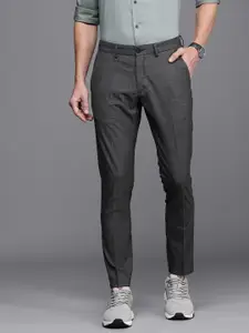 Louis Philippe Ath.Work Louis Philippe Ath Work Men Charcoal Self Designed Slim Fit Trousers