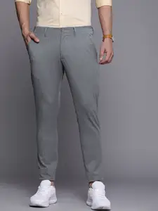 Louis Philippe Ath.Work Louis Philippe Ath Work Men Grey Solid Comfy Tapered  Fit Trousers