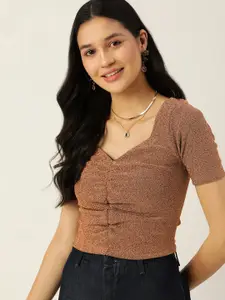 DressBerry Shimmery Ruched Crop Top
