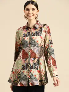 Sangria Women Multicoloured Classic Floral Printed Casual Shirt