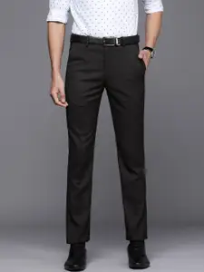 Louis Philippe Men Charcoal Grey Textured Super Slim Fit Trousers