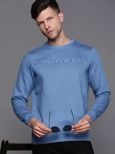 Louis Philippe Men Blue Embroidered Sweatshirt
