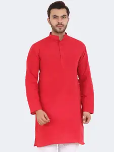 Latest Chikan Garments Men Red  Straight Kurta