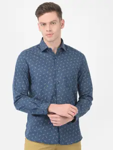 Turtle Men Navy Blue Slim Fit Printed Semiformal Shirt