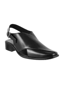 Metro Men Black Leather Sandals