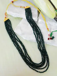 Crunchy Fashion Gold-Toned & Green Gold-Plated Layered Necklace