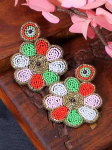 Crunchy Fashion Orange & Green Contemporary Jhumkas Earrings