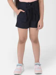 Crimsoune Club Girls Navy Blue Slim Fit Outdoor Shorts