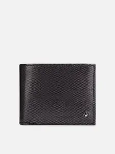 Louis Philippe Men Black Textured Leather Two Fold Wallet