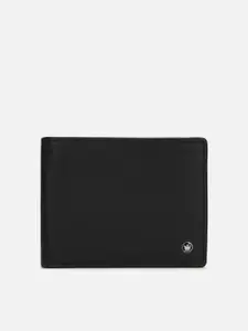 Louis Philippe Men Black Leather Two Fold Wallet