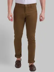 Parx Men Brown Tapered Fit Formal Trousers