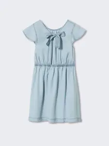 Mango Kids Girls A-Line Dress with Tie-Up Detail