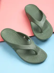 BOOTCO Women Olive Green Thong Flip-Flops