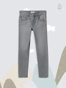 Mango Kids Boys Grey Slim Fit Light Fade Stretchable Sustainable Jeans